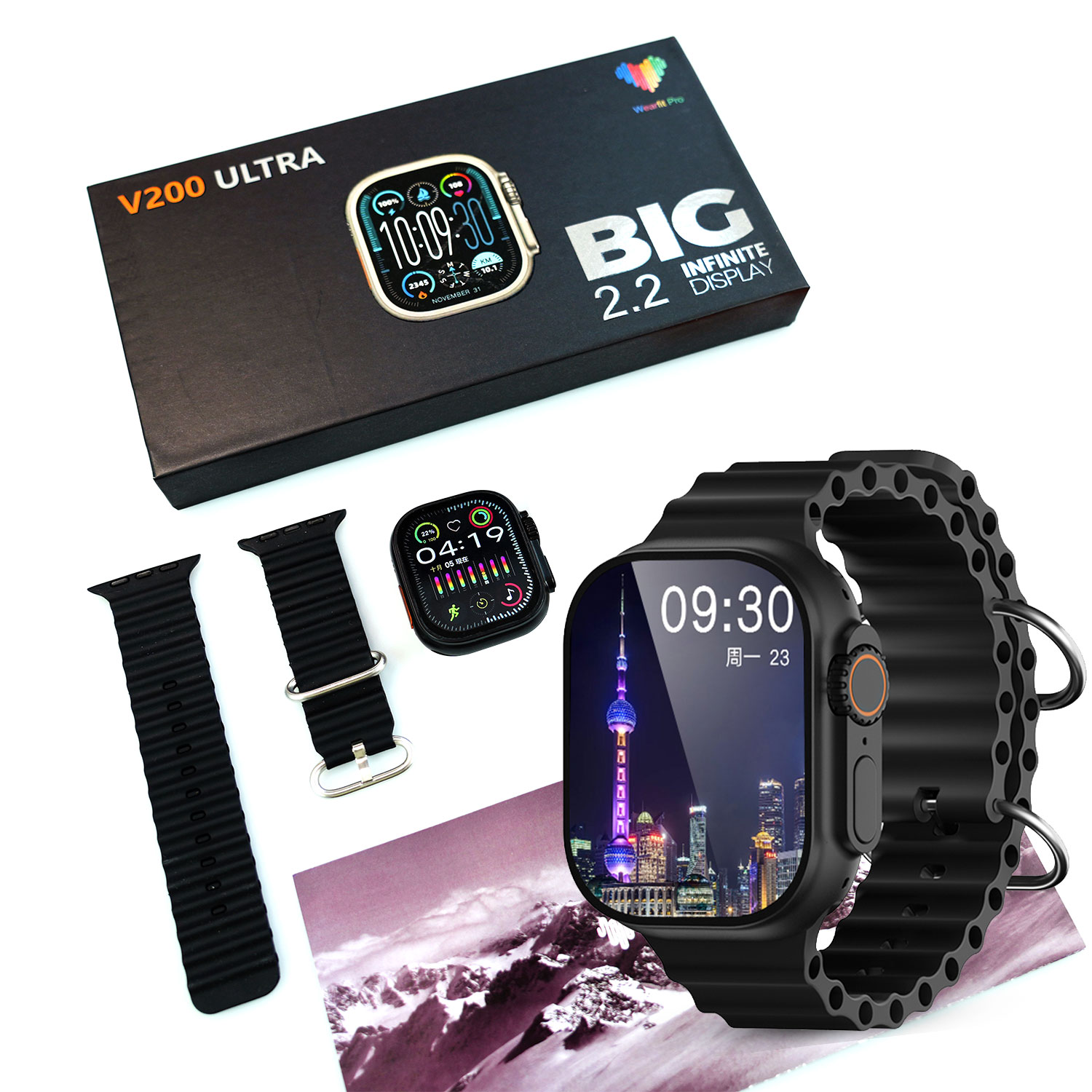 V200 New Fashion Ultra 2.2 Large Screen Ip68 Waterproof Sport Smart Watch With Wearfit Pro App V200 New Fashion Ultra 2.2 Large Screen Ip68 Waterproof Sport Smart Watch With Wearfit Pro App