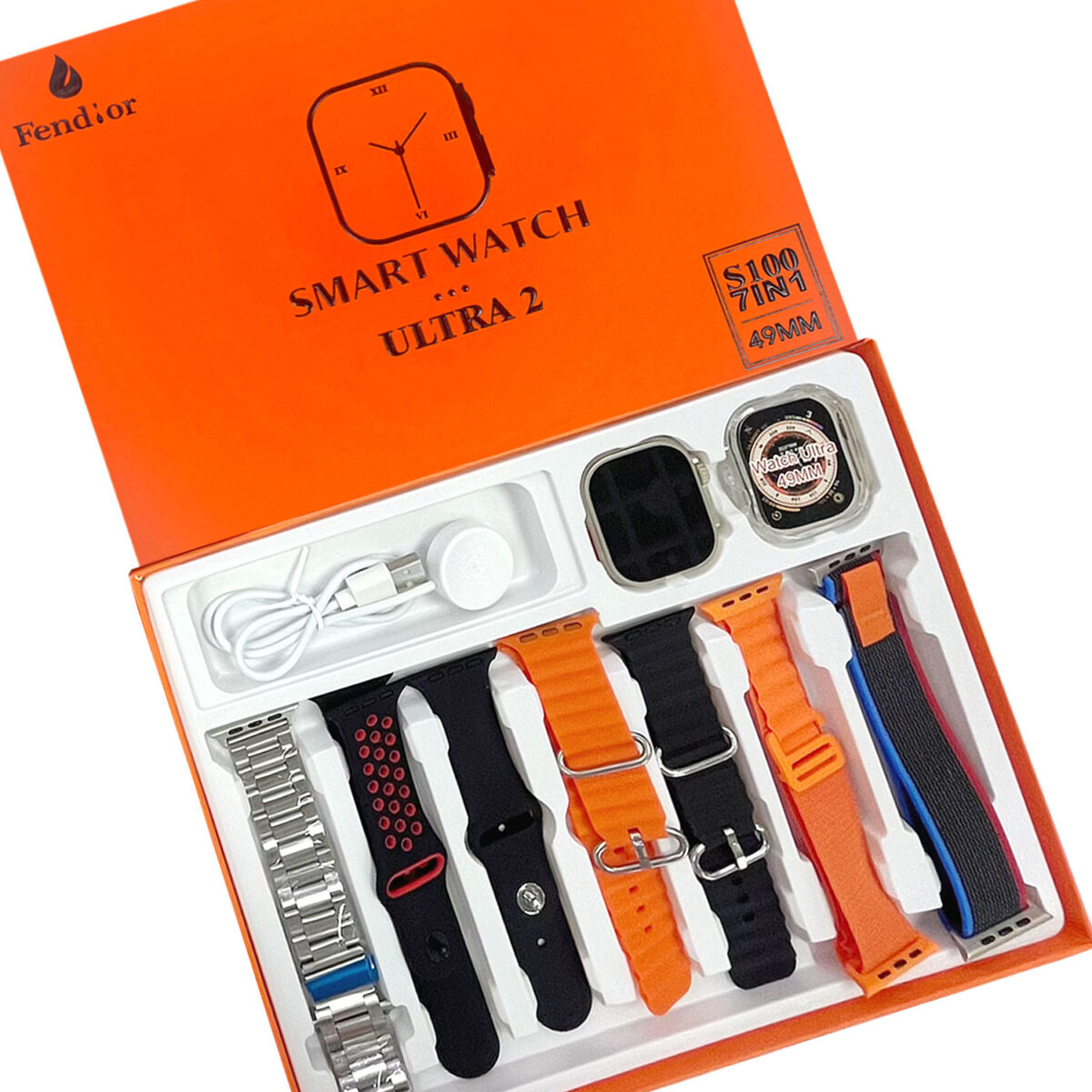 S100 Fendior Smart Watch Ultra 2 With 7 Straps